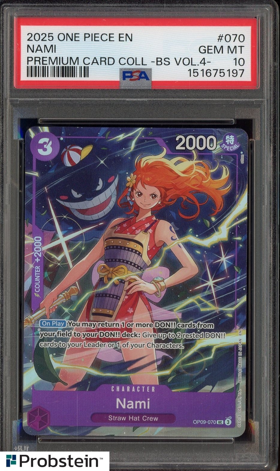 #1 2025 One Piece En Premium Card Coll BS Vol 4 #070 Nami PSA 10 GEM MINT