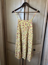 Old Navy Floral Print Yellow Strappy Tiered Mini Sundress Size M