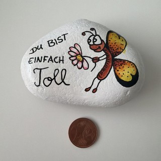 Handbemalter Naturstein Geschenk Deko Haus Garten Balkon Schmetterling