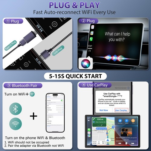 Wireless Carplay Adapter, 2025 Upgrade Converts Wired to Wireless Adapter for... - Picture 6 of 9