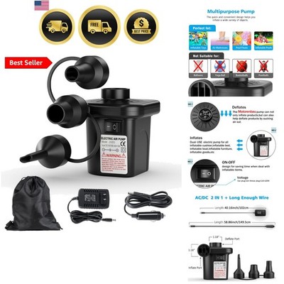 Electric Air Pump for Inflatables,Portable Quick-Fill Air Pump with 3 Nozzles...