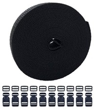Hewnda 1 1/2 inch Wide 10 Yards Black Nylon Heavy Webbing Strap with
