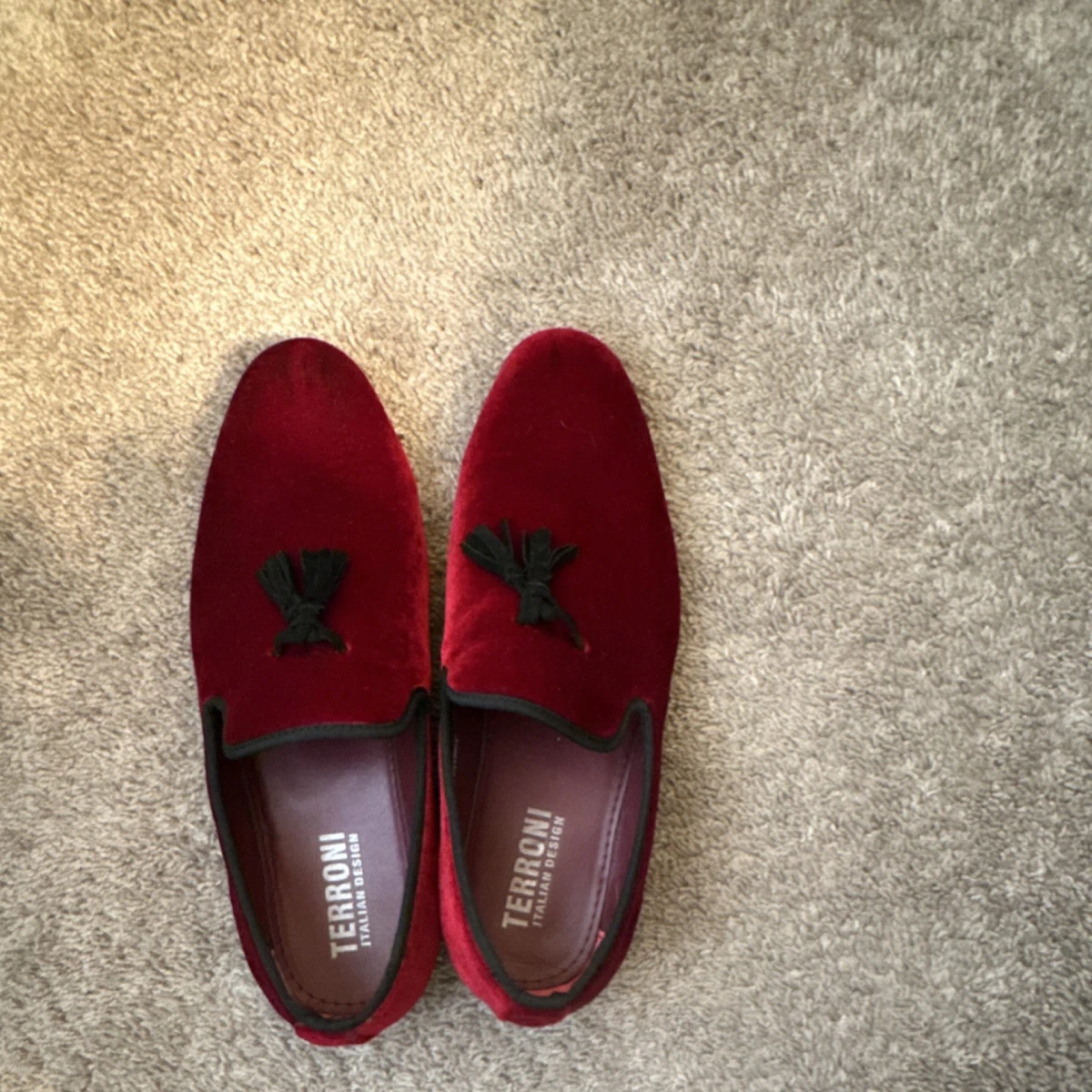 fitted lace wedding dress Men's Velvet Loafers Red 10.5 main image 0
