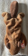 RARE RETIRED 1995 TY BEANIE BABY:BUCKY THE BEAVER WITH PVC PELLETS/ERRORS W/tag