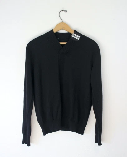 Vintage Dirk Bikkembergs Shawl V Neck Sweater Black Knit Wool Archive
