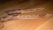 1937 2 Different LAKE MILLS WISCONSIN HAND CARVED KNIVES / LETTER OPENERS