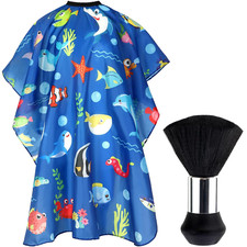 Kids Barber Cape with Neck Duster Brush, Professional Salon Hair Cutting Cape