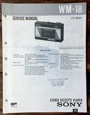 Sony WM-18 Cassette Service Manual Original 