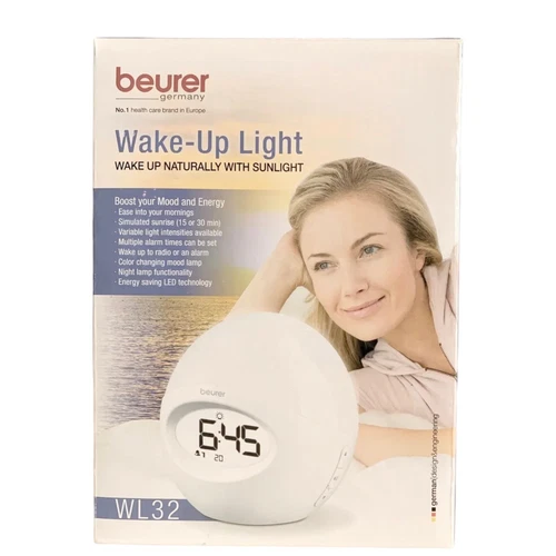 2 Beurer Germany Wake-up LED Light Alarm Clock Radio Color Changing WL32 NT 5093-image