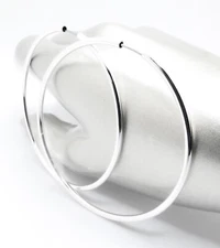 CLASSIC Lightweight 1.5mm Silver Endless INFINITY 2.25" Hollow Hoop Earrings