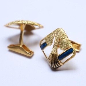 Authentic 925 Sterling Silver Blue Enamel Birds Gold Plated Square Shape Wedding Cufflink