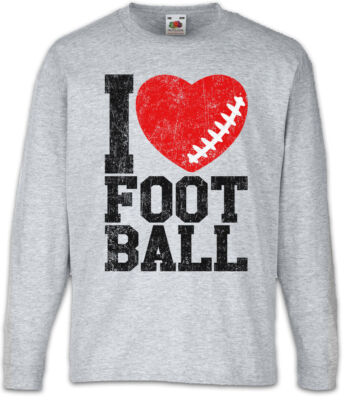 I Love Football I Kinder Langarm T-Shirt Hearts Heart Love Addicted Ball Foot