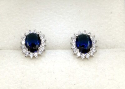 OHRRINGE AUS 18 KT GOLD, TIT. 750 MIT SAPHIREN UND BRILLANTEN