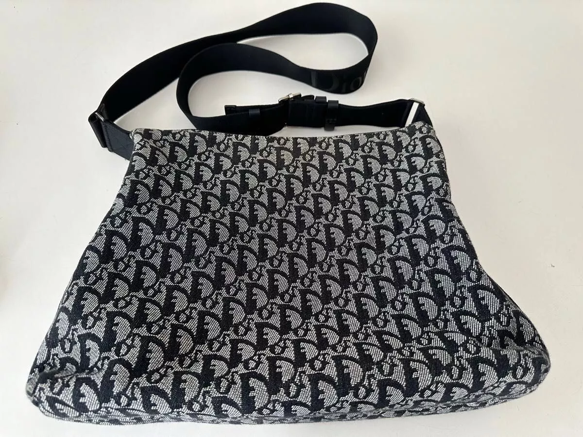 Sac bandoulière Christian Dior trotteur toile messager noir