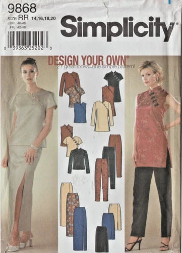 Misses' Asian Inspired MISSES'TOPS, PANTS, SKIRTS (Sz 14-20) Simplicity 9868 vtg