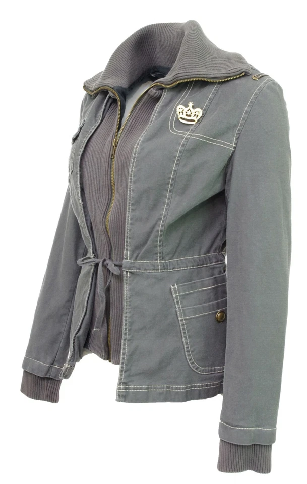Blouson veste fantaisie gris stoné femme LOLA ESPELETA 2 en 1 " I'm not a queen" - Photo 2/4