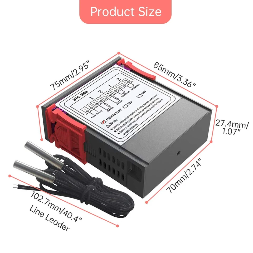 STC-3008 Thermostat Numérique Contrôleur de Température à Double Affichage Nu... - Photo 2/4