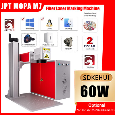 JPT Mopa M7 60W Fiber Laser Marking Machine Metal Steel Color Engraving Marker
