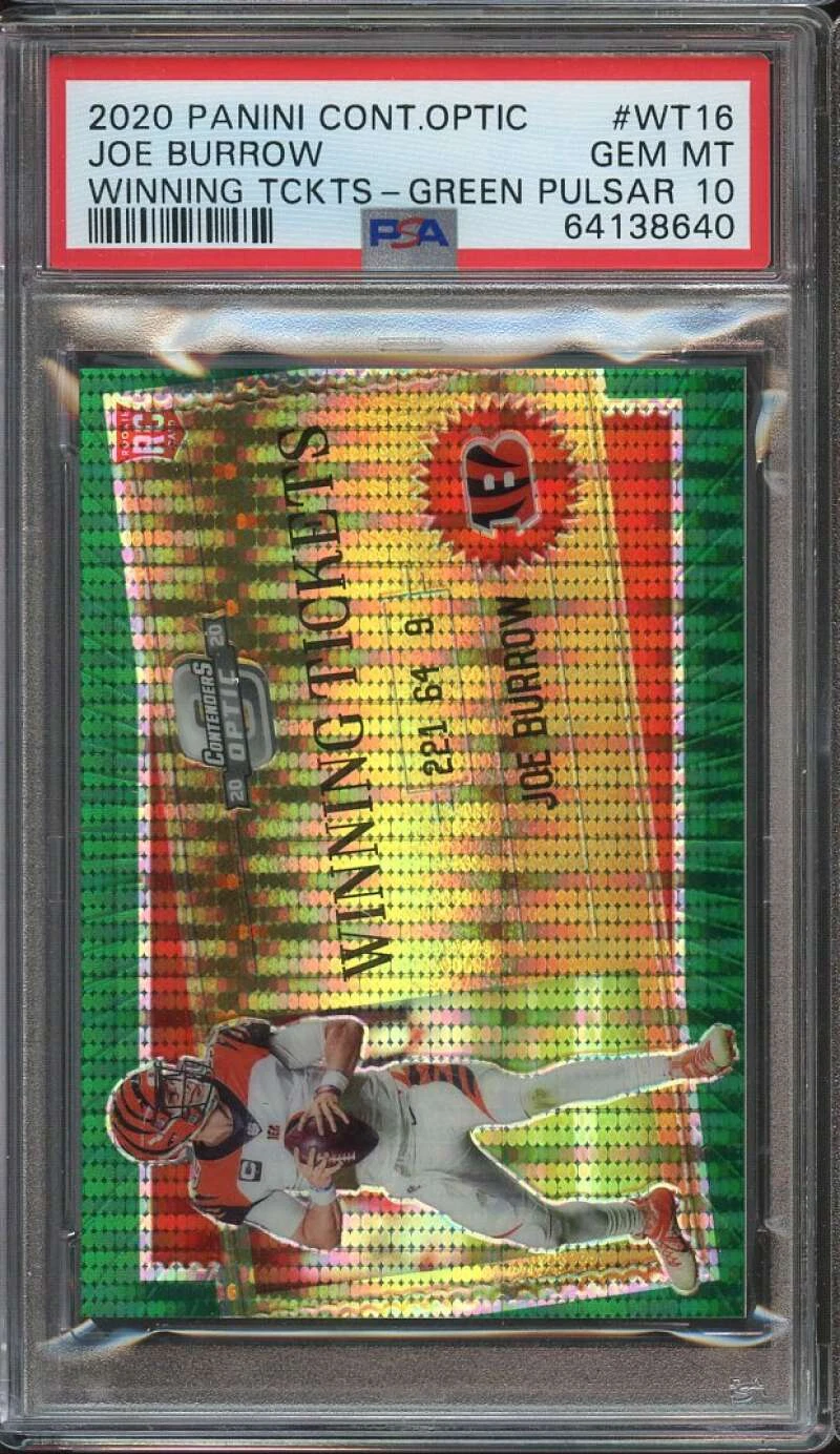 Joe Burrow Panini Contenders Optic Winning Tickets #WT16 Green Pulsar