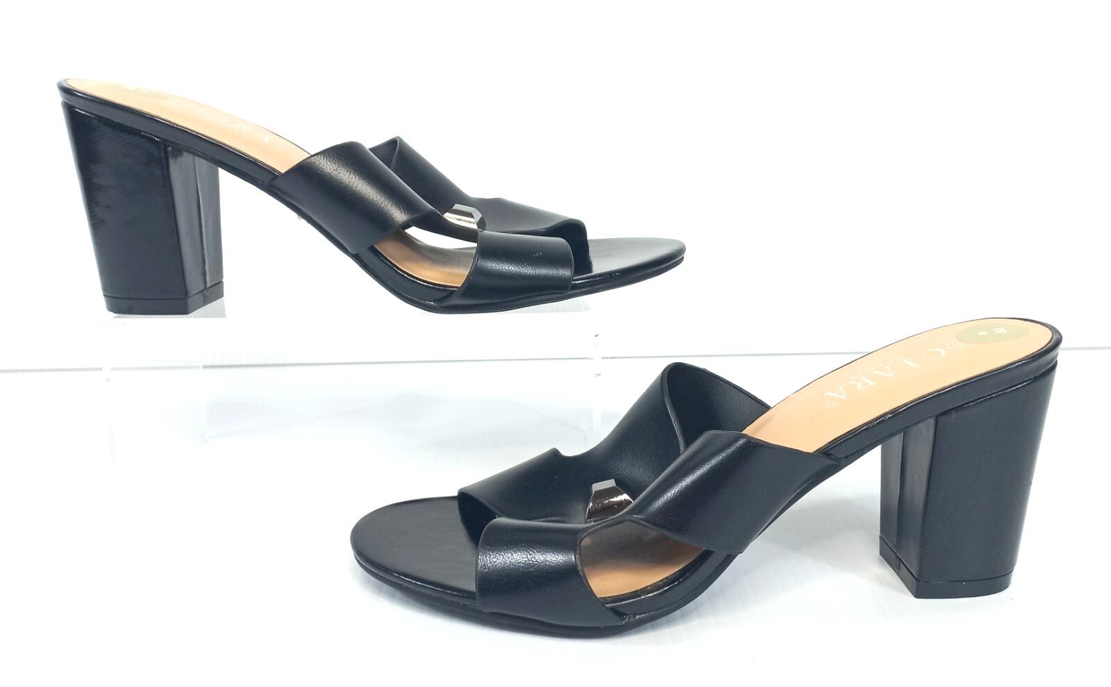 APL Ciara London UK 6 sandali neri aperti punta aperta tacco vacanze estive NUOVI