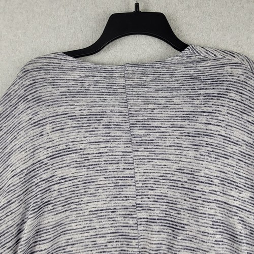 Belle Du Jour Sweater Cardigan Womens Large L Bleu White Striped Short Sleeve - Picture 12 of 13