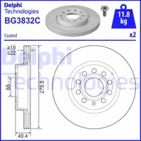 2X Delphi BG3832C Bremsscheibe FüR Audi Seat Skoda VW