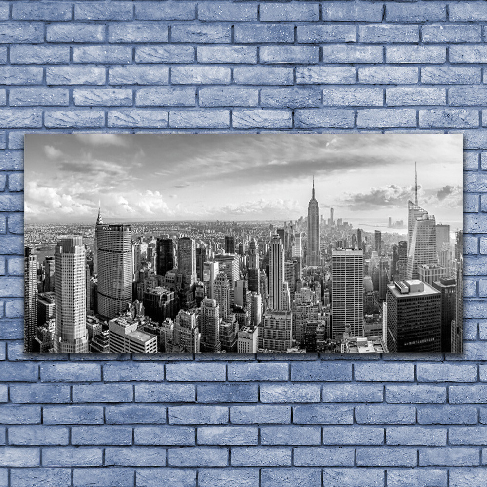 Image tableau impression 140x70 panoramique avec graphisme de bâtiments de ville
