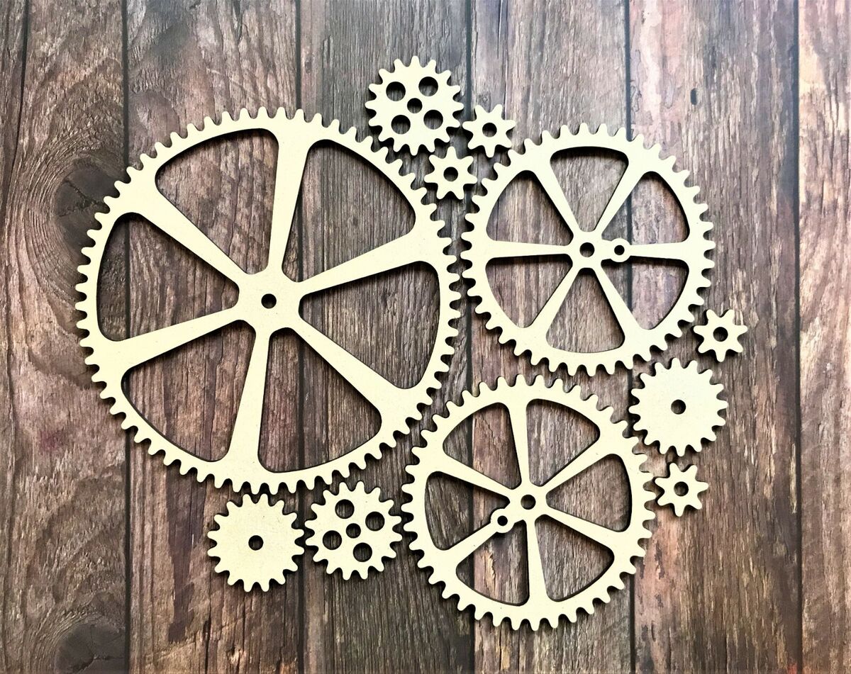  12pc. Set of Wooden Gears - Cool Industrial