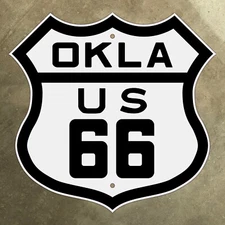 Oklahoma US route 66 highway marker sign 1926 mother road Will Rogers Tulsa 12"