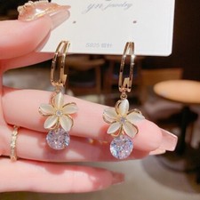Flower Earrings,Elegant Crystal Flower Dangle Drop Earrings for Women Gifts