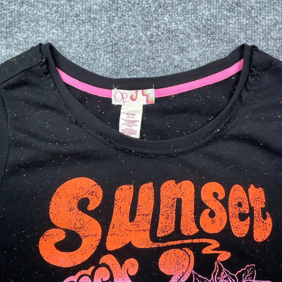 Sunset Rock Fest 1997 Shirt Girls Extra Large Black Speckled Crop Cuffed Sleeve - Image 3 of 4