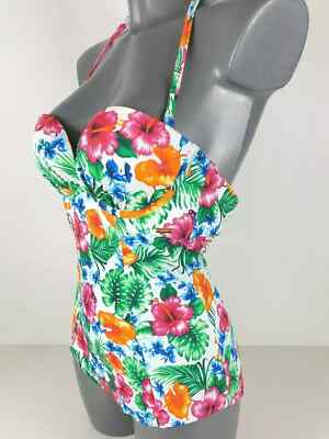 Gossard Egoboost Plunge Bandeau Badeanzug Gr. 32C Push Up Bademode Tropical