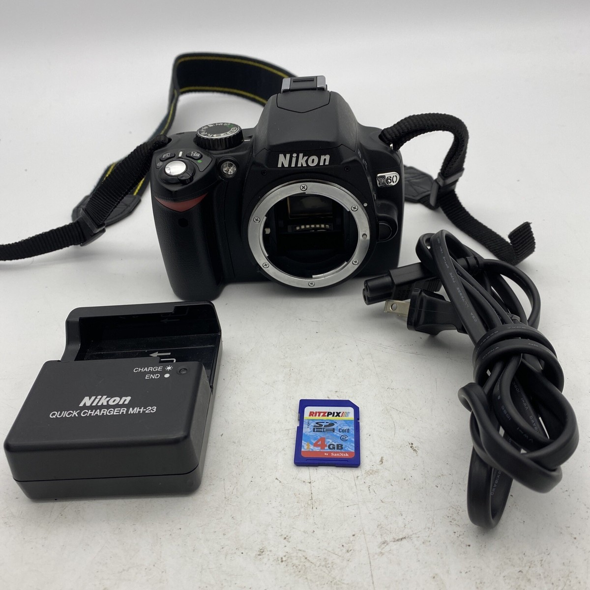 Nikon D60 10.2 MP Digital SLR Camera - Black- Body, Charger, Strap