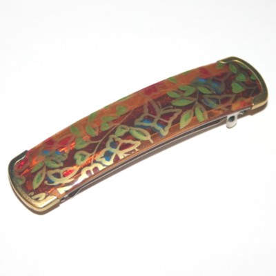 Hair Barrette Side Clip Women Floral Print Metal Sun Violet Daido Made in Japan