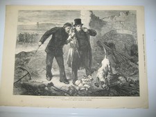 1874 Dog Rescue by Charles Robinson Wood Antique Etching Plate Engraving PRINT