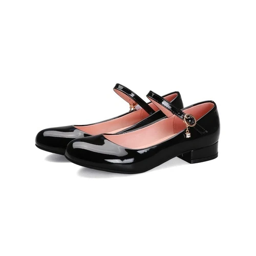 Womens Mary Janes Shoes Patent Leather Sweet Ankle Buckle Round Toe Casual Pump - Picture 12 of 15