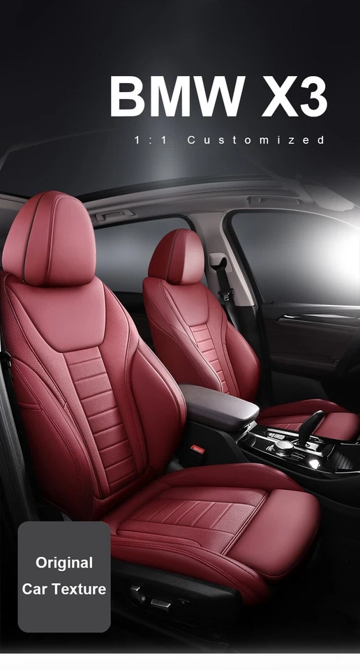 JUEGO COMPLETO DE 5 FUNDAS DE ASIENTO DE COCHE PERSONALIZADAS IMPERMEABLES BMW X3 MOTOPTES 2014-2024 Foto 4 de 4