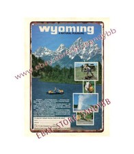 wall lodge 1980 Wyoming Travel Commission Yellowstone Vacation metal tin sign