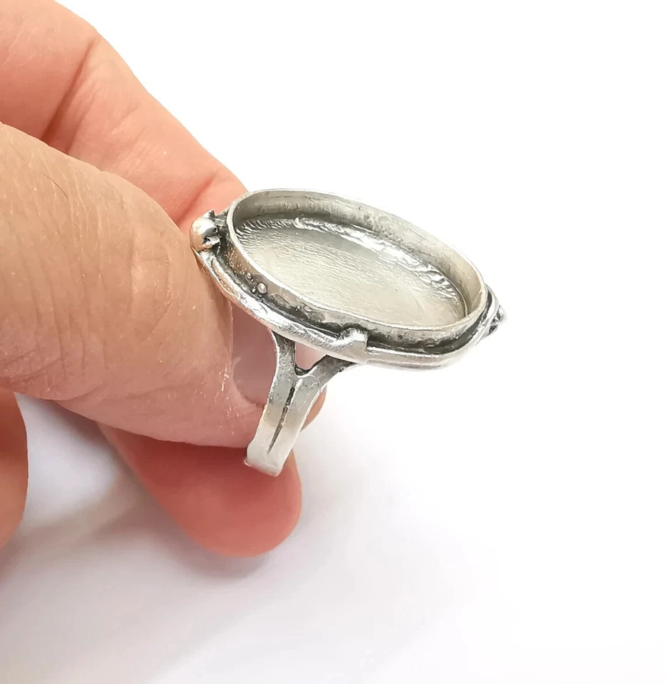 Большое кольцо для установки смолы кольцо пустое кабошон крепление регулируемый высушенный цветок - Изображение 3 из 4