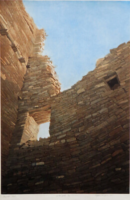 Stephen McMillan - Large, Beautiful Aquatint Etching   Ancient Wall S/N