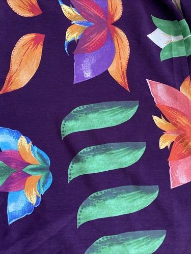 Farm Rio Palazzo Wide Leg Pants Medium Colorful Floral Tropical Purple Side Zip - Picture 6 of 13