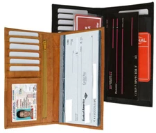 Genuine Leather Wallet Checkbook Cover 8 ID Credit Card New Men Women