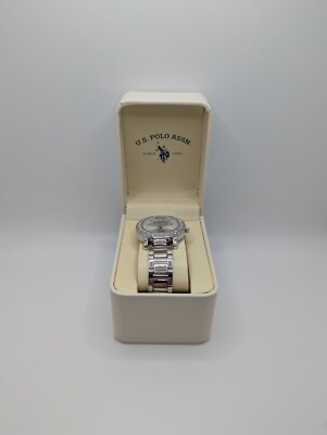 U.S. Polo Assn. Womens Silver Tone Quartz Analog Display Round Wristwatch