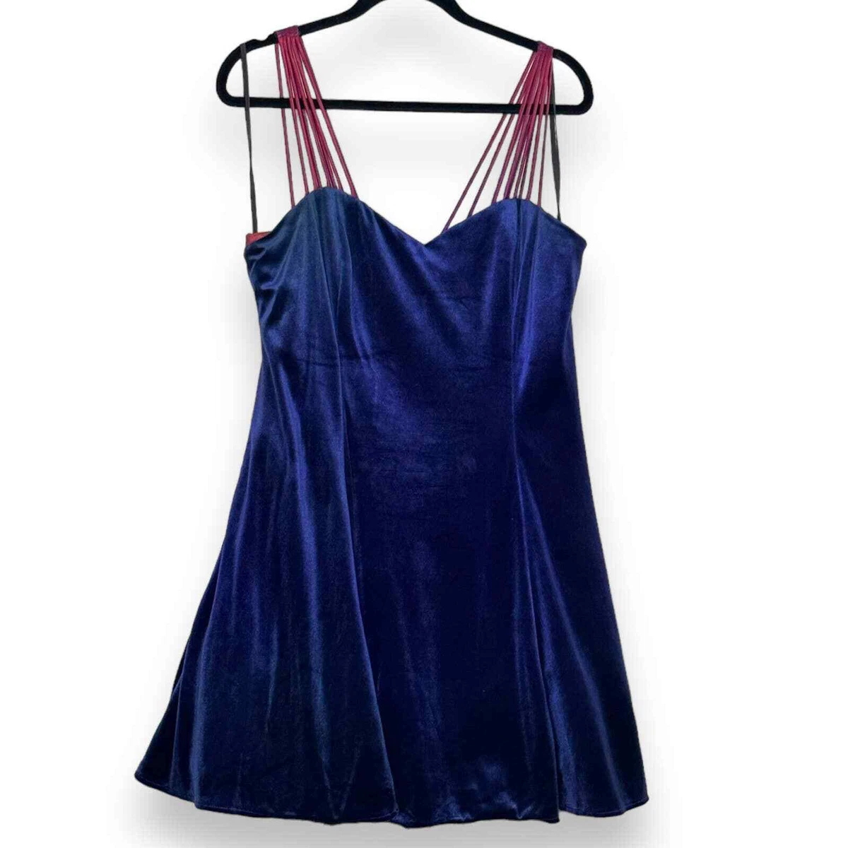 90s Vintage Blue Velvet Dress With Crinoline Size 13 Whimsygoth Homecoming