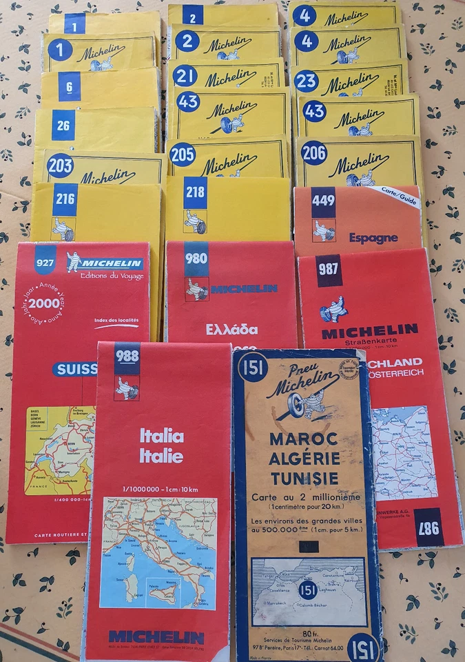 *** MICHELIN * Lot de 24 cartes Europe - Maghreb de 1950 à 2000 *** - Photo 1/1