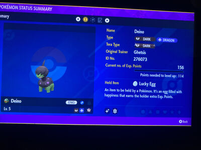Pokemon Scarlet And Violet Shiny Deino 6IV Battle Ready Fast Delivery