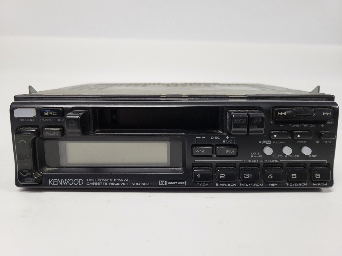 Vintage Kenwood KRC-580 Car Radio AM/FM Cassette w/Harness (Powers