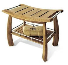 A GRADE TEAK BATHROOM SHOWER SPA STOOL BENCH SHELF GARDEN PATIO OUTDOOR INDOOR