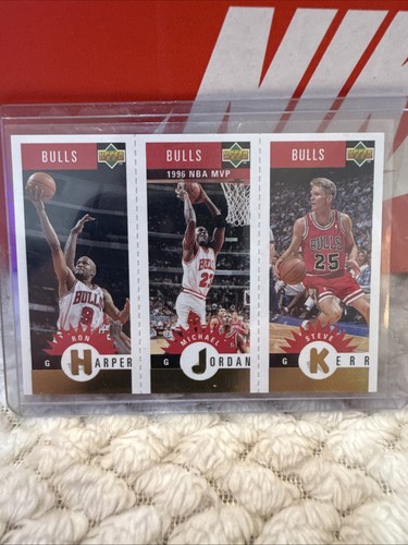1997 Upper Deck Triple Gold #B1 Michael Jordan, Steve Kerr, Ron Harper Bulls Gem