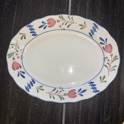 NIKKO Provincial Designs AVONDALE Red Flowers 12'' X 9  Oval Platter. EUC